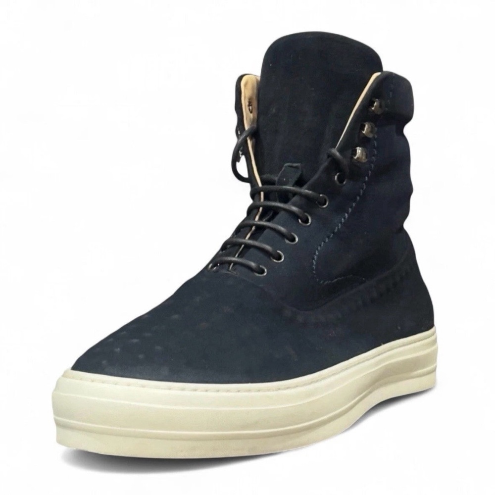 ALEXANDER MCQUEEN GILBERT Black Suede Perforated High-Top Sneakers Zipper sz 11